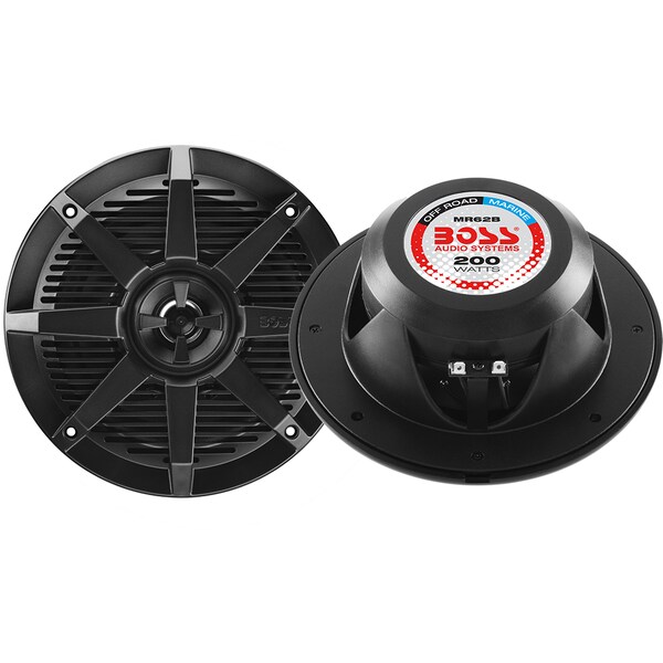 Boss Audio MR62B 6.5" 2-Way 200W Marine Full Range Speaker - Black - Pair MR62B - main